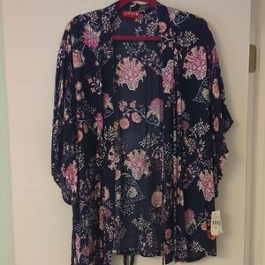 Natori Josie Gypsy Floral Kimono Robe Wrap Athleasure Pool Beach Vacation Small